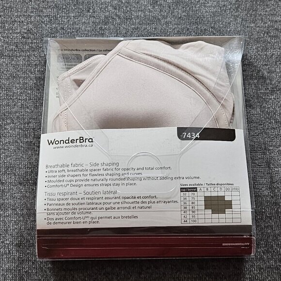 Wonderbra Size 36B Bra Beige Wired Pudded Cups Adjustable Straps W7434 Comfort - Picture 12 of 15